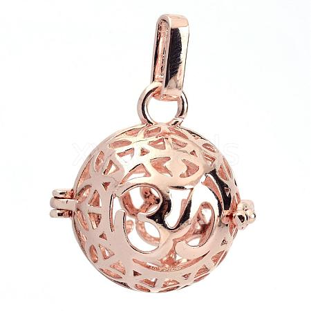 Rack Plating Brass Cage Pendants KK-S751-012RG-1