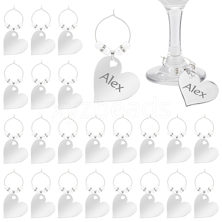 24Pcs Mirror Surface Acrylic Wine Glass Charms AJEW-BC00007-1
