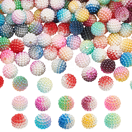  400Pcs 10 Colors Gradient Color Resin Imitation Pearl Beads RESI-NB0002-02-1