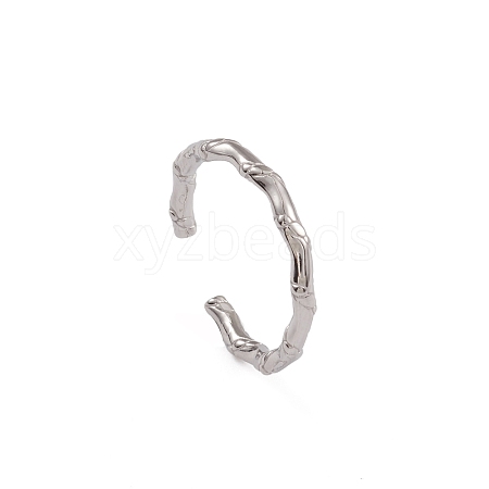 304 Stainless Steel Rattan Open Cuff Rings for Women RJEW-G285-03P-1