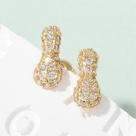 Brass Micro Pave Cubic Zirconia Stud Earrings EJEW-Z091-04G-I-1