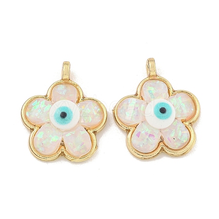 Translucent Evil Eye Resin Pendants KK-M219-22G-01-1