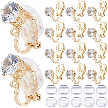 SOFPLATE 32Pcs Brass Clip-on Earring Findings KK-SP0001-26G-1