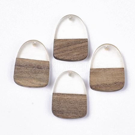 Transparent Resin & Walnut Wood Pendants RESI-Q210-005A-B01-1