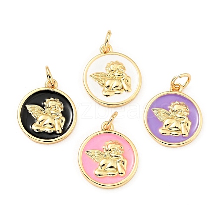 Brass Enamel Pendants KK-G416-38G-1