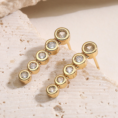 Brass Clear Cubic Zirconia Stud Earrings WGA7D61-01-1