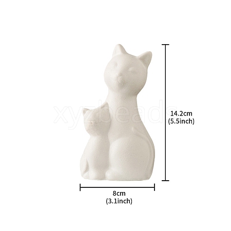 Double Cat Shape Porcelain Figurines Display Decorations PW-WGCA890-01-1