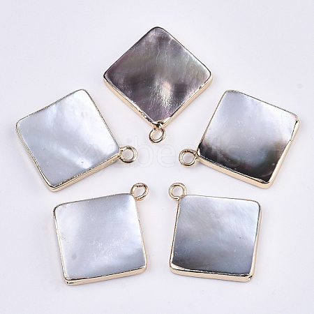 Natural Black Lip Shell Pendants SSHEL-R045-08-1