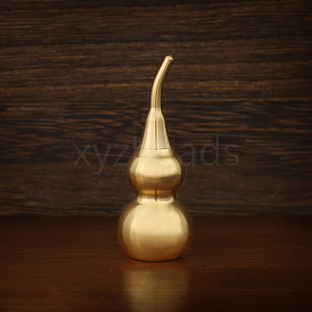 Brass Hollow Tilted Head Gourd Statue Ornament DJEW-PW0018-02B-1