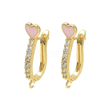 Brass Micro Pave Clear Cubic Zirconia Hoop Earring Findings EJEW-C185-01G-02-1