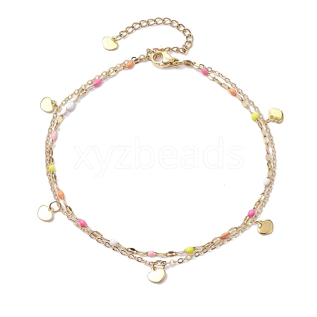 304 Stainless Steel Enamel Link Chains Anklets AJEW-AN00589-01-1