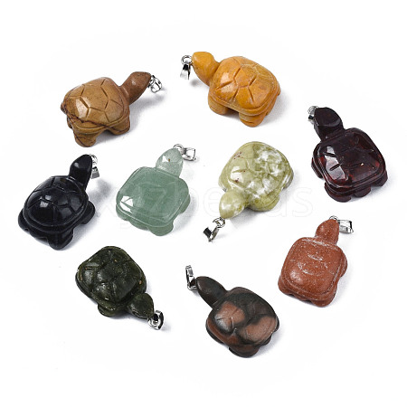 Natural & Synthetic Mixed Gemstone Pendants G-T010-17-1