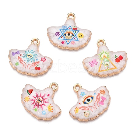 Printed Rack Plating Alloy Enamel Pendants ENAM-T020-06F-1