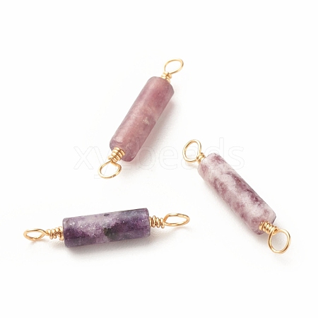 Natural Lepidolite Connector Charms PALLOY-JF01454-09-1