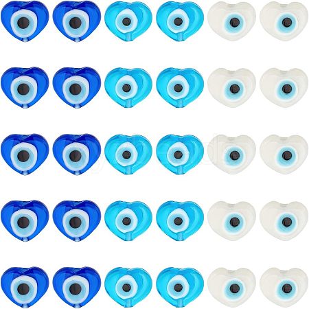 SUPERFINDINGS 30Pcs 3 Colors Handmade Evil Eye Lampwork Beads Strands LAMP-FH0001-10-1