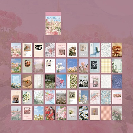 50 Sheets Cherry Blossom Series Paper Decorative Stickers Book PW-WG76693-03-1