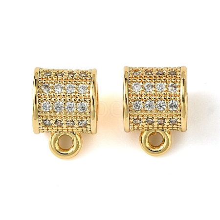 Brass Brass Micro Pave Cubic Zirconia Tube Bails KK-M277-09F-G-1