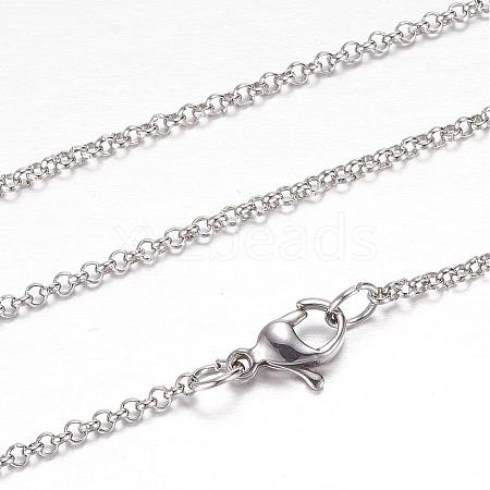 Tarnish Resistant 304 Stainless Steel Rolo Chain Necklaces STAS-G083-55P-1