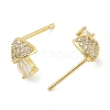 Brass Micro Pave Clear Cubic Zirconia Stud Earrings EJEW-R016-26G-13-4