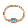 Brass Micro Pave Cubic Zirconia Rectangle Link Bracelets KK-R217-35G-4