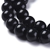 Synthetic Black Stone(Glass) Beads Strands X-G-I288-A02-8mm-1-2