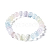 Macaron Color Dyed Natural Selenite Round Beaded Stretch Bracelet BJEW-D024-01-1