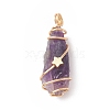 Natural Amethyst Copper Wire Wrapped Pendants PALLOY-JF01980-01-2