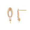 Brass Micro Pave Clear Cubic Zirconia Stud Earring Findings KK-S356-622-NF-2