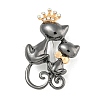 Alloy Crystal Rhinestone Double Cat Brooch JEWB-U006-11B-1