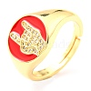 Adjustable Real 18K Gold Plated Brass Enamel Finger Ringss RJEW-L071-30G-3