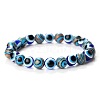 Synthetic Malachite & Evil Eye Round Beaded Stretch Bracelets for Men EH2427-6-1