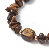 Natural Tiger Eye Chip & Cuboid Beaded Stretch Bracelets for Women BJEW-JB10808-02-3