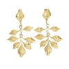201 Stainless Steel Leaf Dangle Stud Earrings EJEW-D084-11G-3