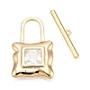 Brass Micro Pave Clear Cubic Zirconia Toggle Clasps KK-N254-137G-1