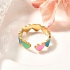 201 Stainless Steel Enamel Open Cuff Ring for Women RJEW-A053-04G-02-2