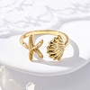 Brass Open Cuff Rings for Women RJEW-G341-04G-01-2