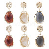 3 Piars 3 Colors Oval with Flat Round Alloy Resin Dangle Stud Earrings EJEW-TA0001-84-2