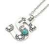 Letter A~Z Antique Silver Plated Alloy with Synthetic Turquoise Pendant Necklaces NJEW-G080-01S-2