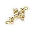 Brass Clear Cubic Zirconia Cross Connector Charms ZIRC-I070-037G-2