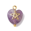 15Pcs 15 Styles Gemstone Faceted Hearted Charms with Brass Sun Star Moon Slices PALLOY-JF03282-4