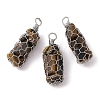 Rack Plating Copper Wire Wrapped Natural Mixed Stone Chip Big Pendants G-C130-01P-2