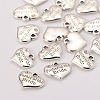 Wedding Theme Antique Silver Tone Tibetan Style Alloy Heart with Father of the Bride Rhinestone Charms TIBEP-N005-19C-2