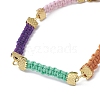 Braided Waxed Polyester Rectangle Link Chain Bracelets BJEW-JB10001-3