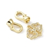 Rack Plating Brass Pave Clear Cubic Zirconia Fold Over Clasps KK-M265-11G-3