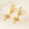 Elegant Octagonal Star Brass Clear Cubic Zirconia Hoop Earrings GJ0701-1