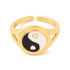 Round with Yin-yang Brass Enamel Open Cuff Rings for Women RJEW-U009-11A-G-2