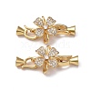 Rack Plating Flower Brass Pave Clear Cubic Zirconia Fold Over Clasps KK-E080-01G-2