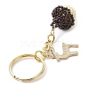 Pine Cones and Sika Deer Glass Seed Bead Keychain KEYC-MZ00028-4