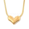 Ion Plating(IP) 304 Stainless Steel Heart Pendant Flat Snake Chain Necklaces for Women NJEW-F328-09G-1