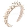 Imitation Pearls Decor Pleated Cloth Headbands with Crown PW-WG085B8-01-4